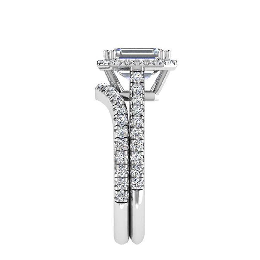 Emerald Shaped Diamond Wedding Ring Set - Thenetjeweler