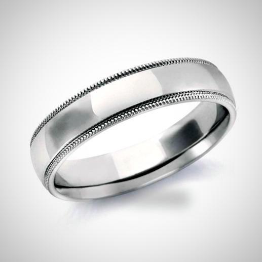 Milgrain Comfort Fit Wedding Ring 14K Yellow Gold 5mm Band - Thenetjeweler