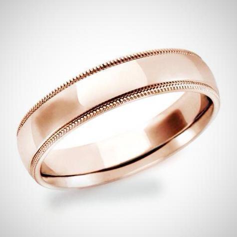 Milgrain Comfort Fit Wedding Ring 14K White Gold 5mm Band - Thenetjeweler