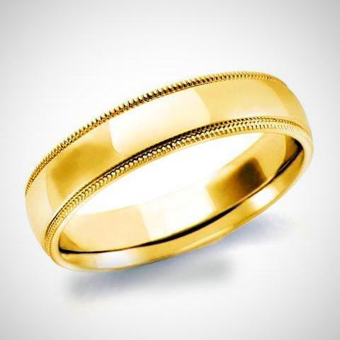 Milgrain Comfort Fit Wedding Ring 14K White Gold 5mm Band - Thenetjeweler