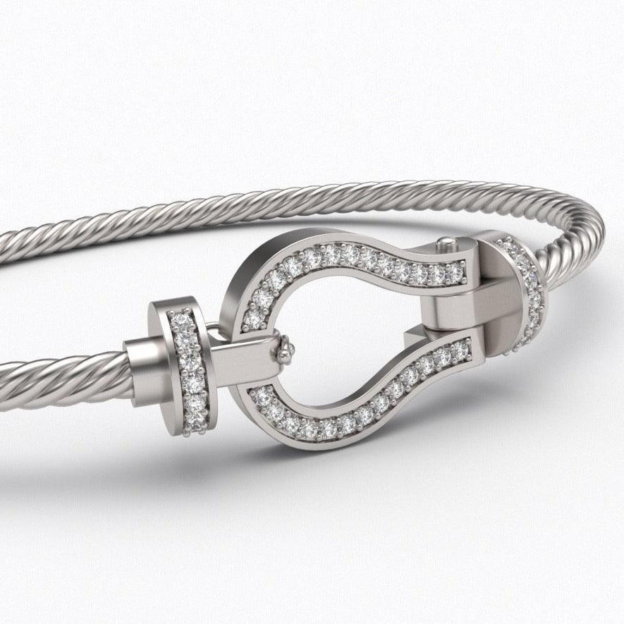 Cable and Diamond Bracelet 10K Gold - Thenetjeweler