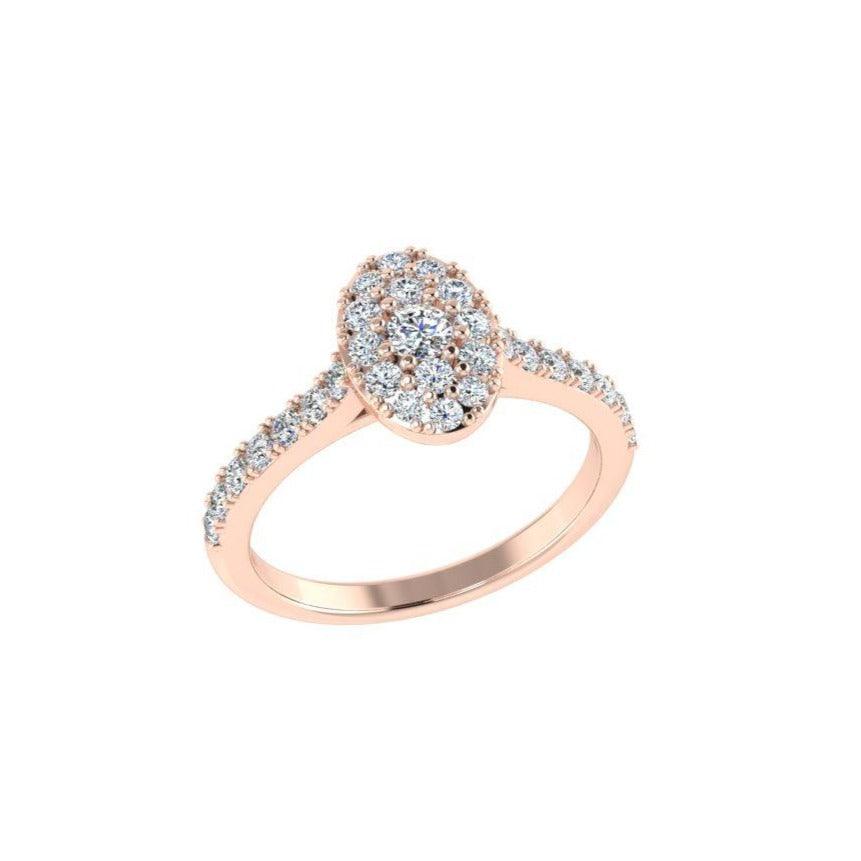 Diamond Oval Cluster Halo Engagement Ring - Thenetjeweler