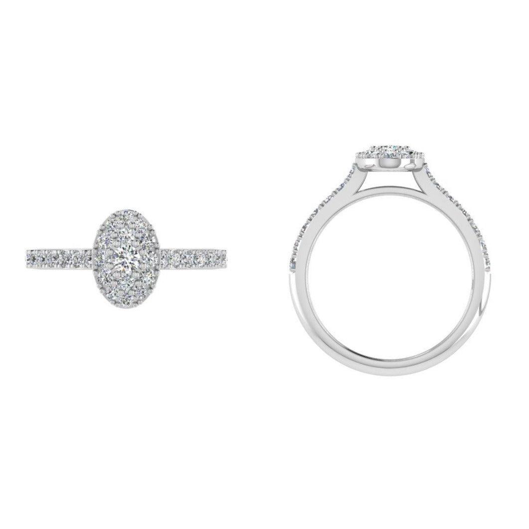 Diamond Oval Cluster Halo Engagement Ring - Thenetjeweler