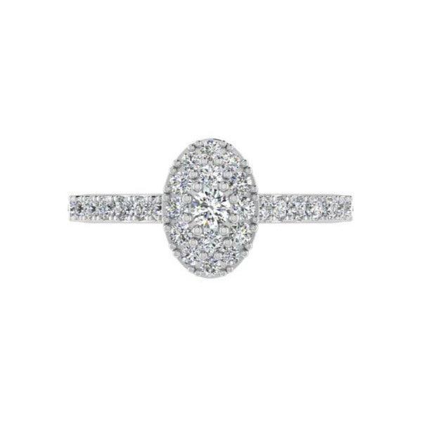 Diamond Oval Cluster Halo Engagement Ring - Thenetjeweler
