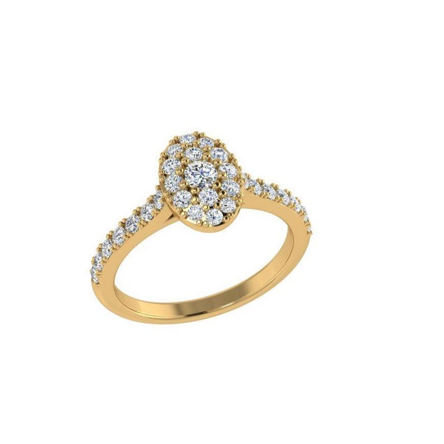 Diamond Oval Cluster Halo Engagement Ring - Thenetjeweler