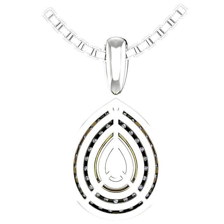 Pear Citrine Double Diamond Halo Pendant Necklace 14K White Gold - Thenetjeweler