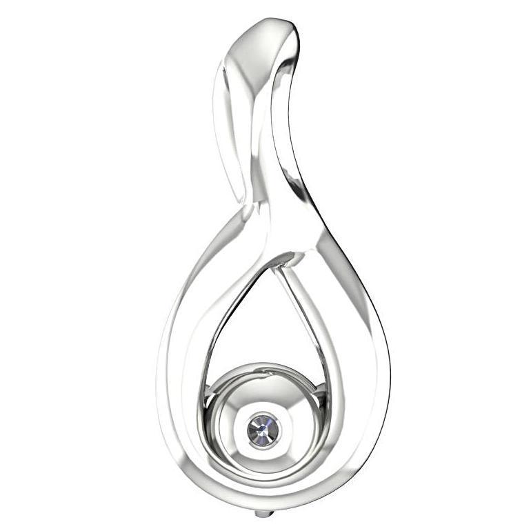 Oval Pendant with Diamond 14K White Gold - Thenetjeweler