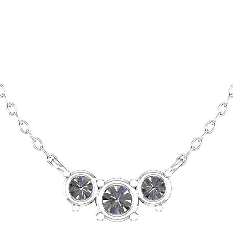 Three Stone Diamond Pendant Necklace 14K White Gold - Thenetjeweler