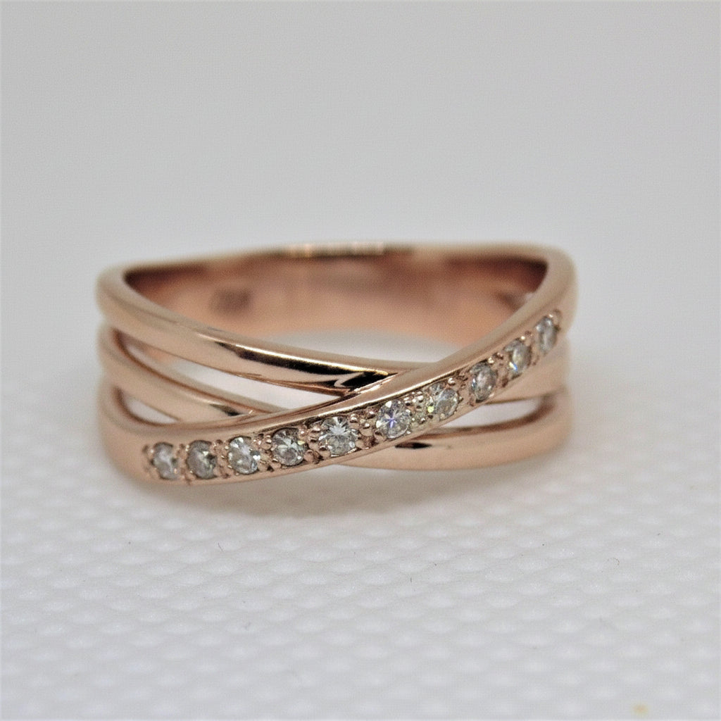 Crossover Diamond Ring 14K Gold - Thenetjeweler