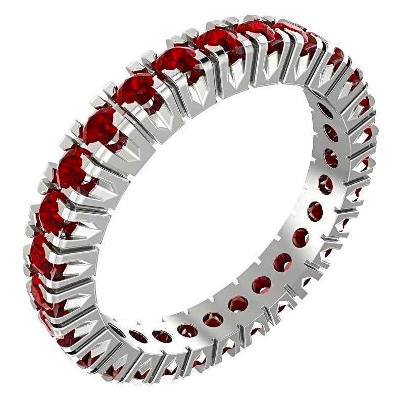 Ruby Gemstone Eternity Ring 14K White Gold - Thenetjeweler