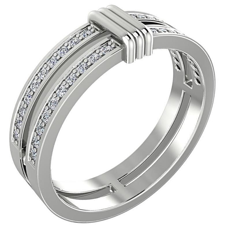 Double Band Diamond Semi-Eternity Ring 14K White Gold 0.15 cts - Thenetjeweler