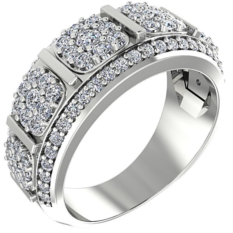 Flower Design Diamond Ring 14K White Gold - Thenetjeweler