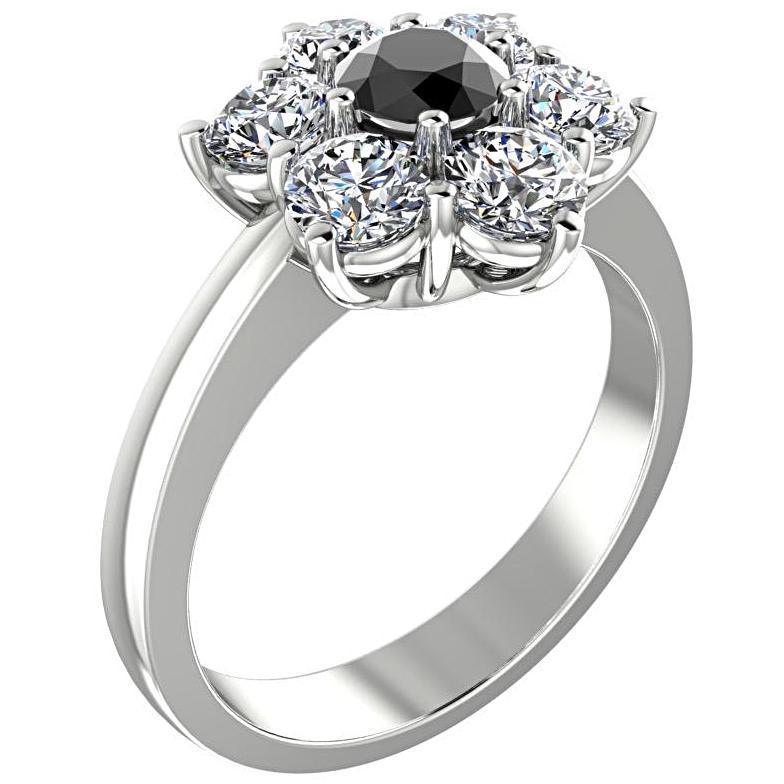Black Diamond Ring with White Diamonds - Thenetjeweler