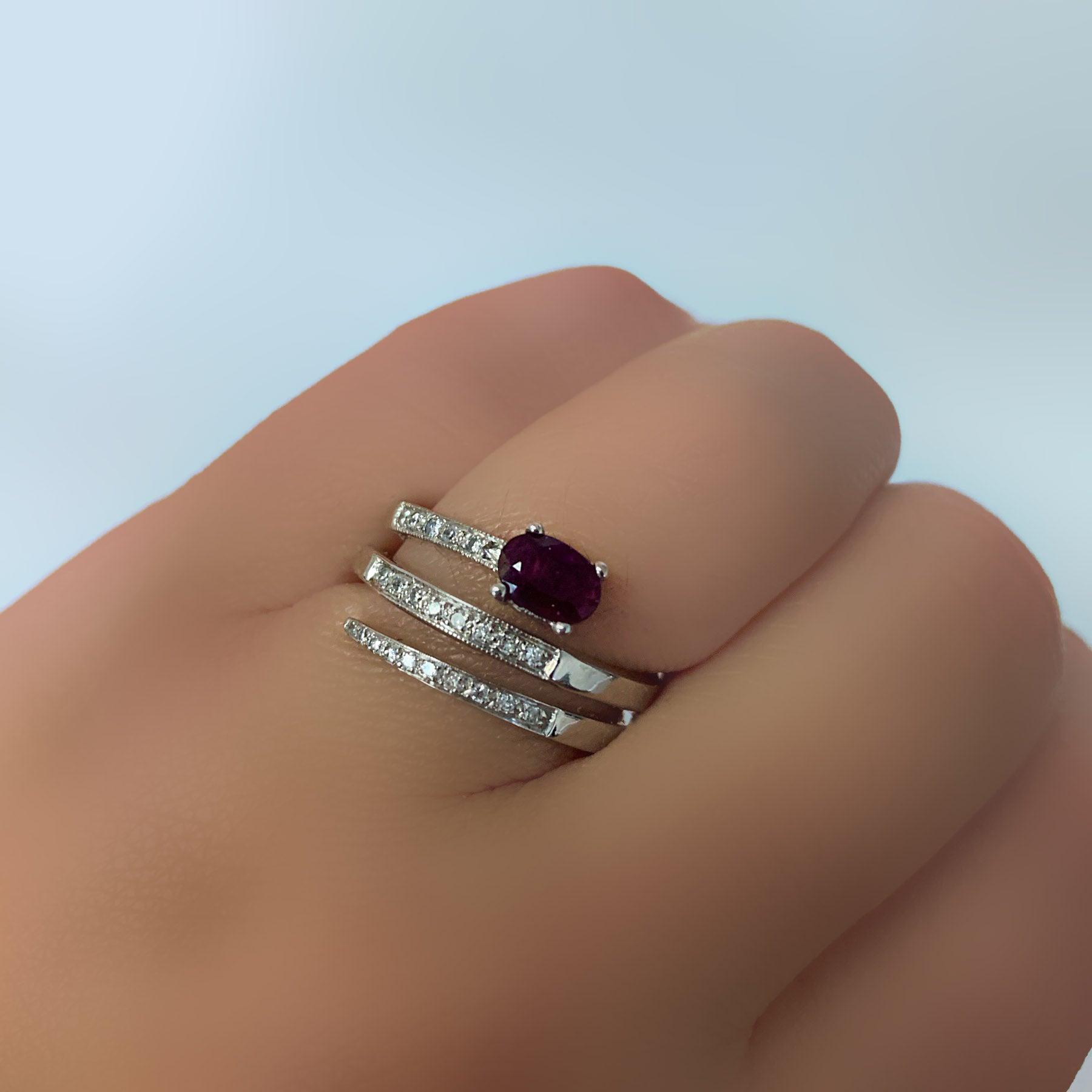 Ruby and Diamond Ring Band White Gold - Thenetjeweler