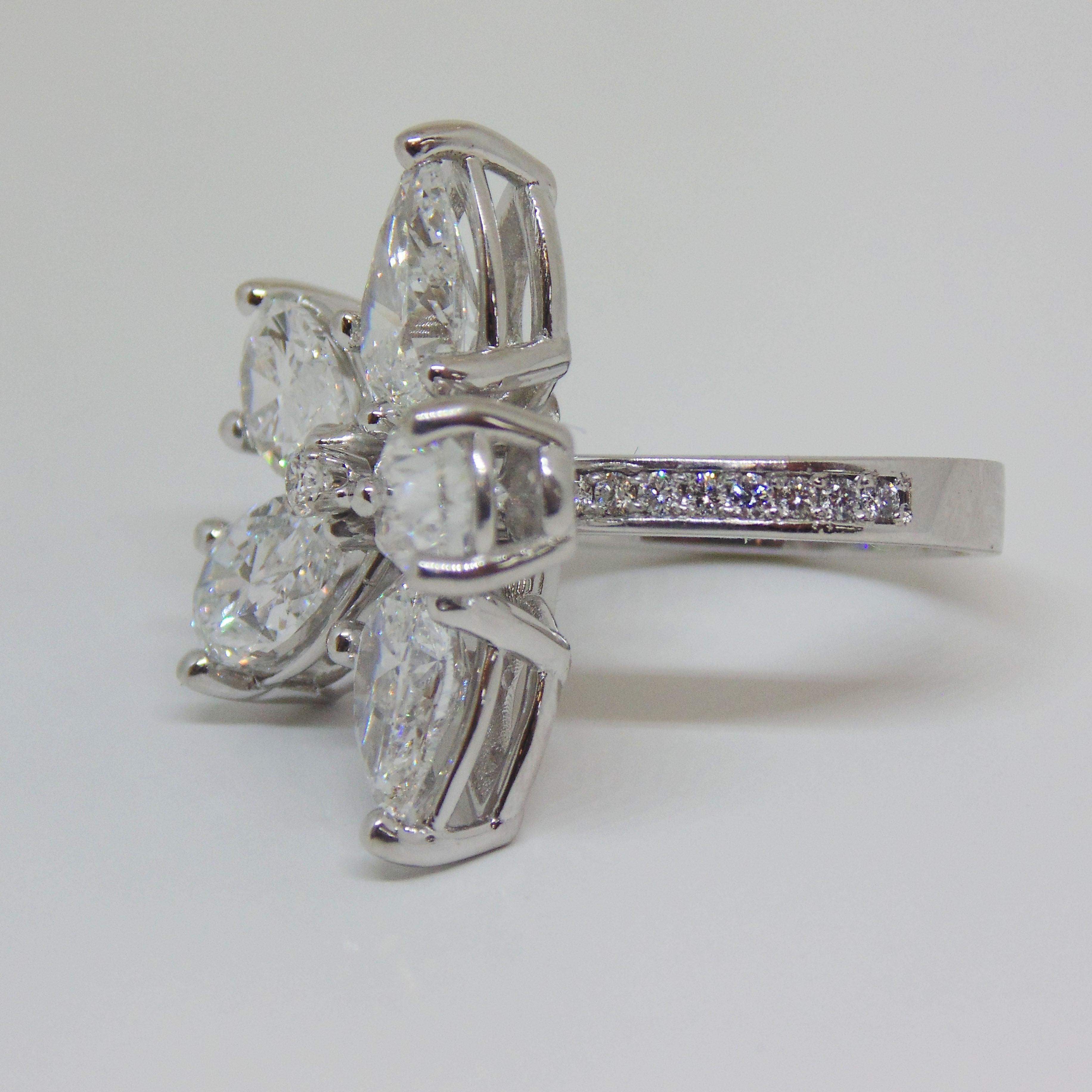 Pear Diamond Flower Ring - Thenetjeweler