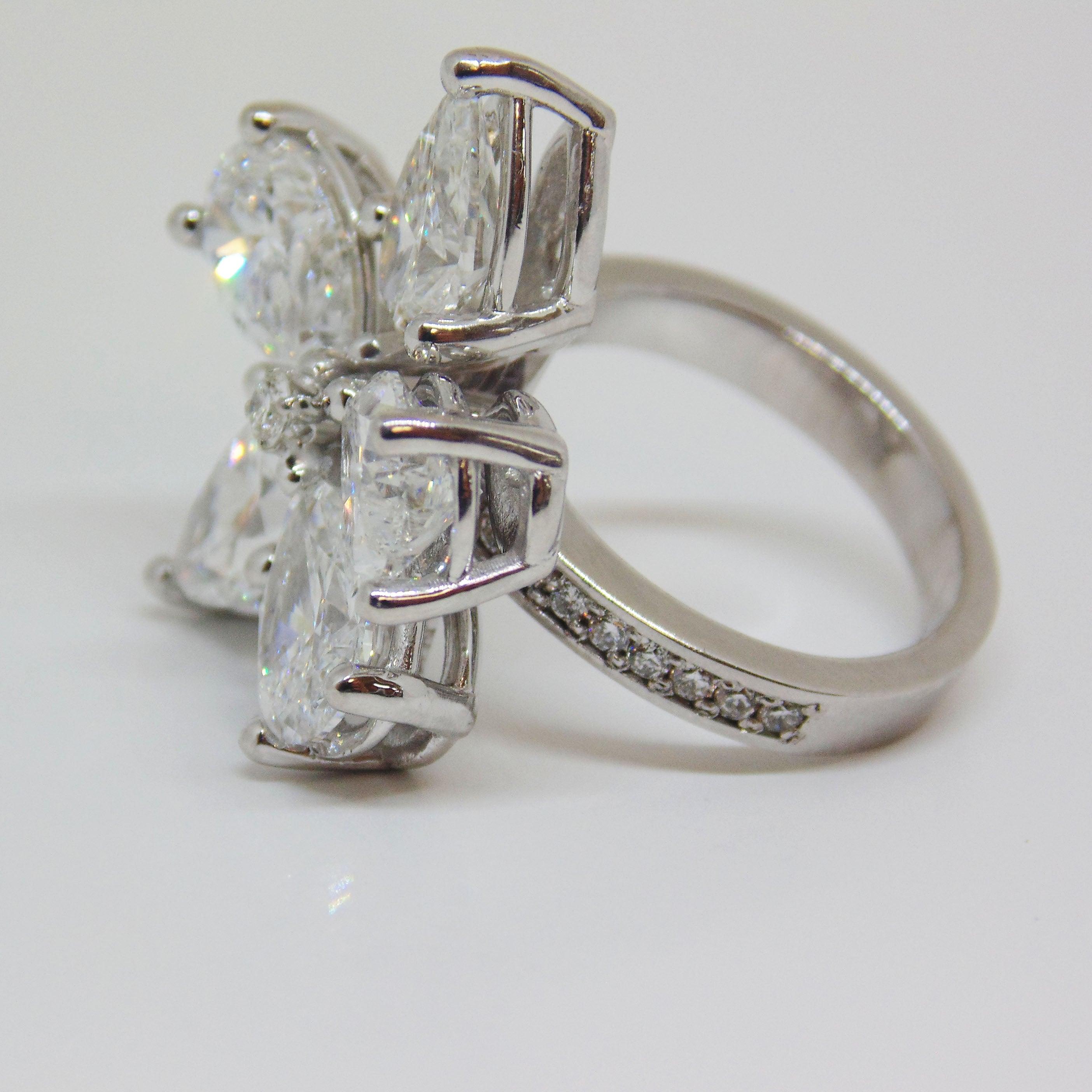 Pear Diamond Flower Ring - Thenetjeweler