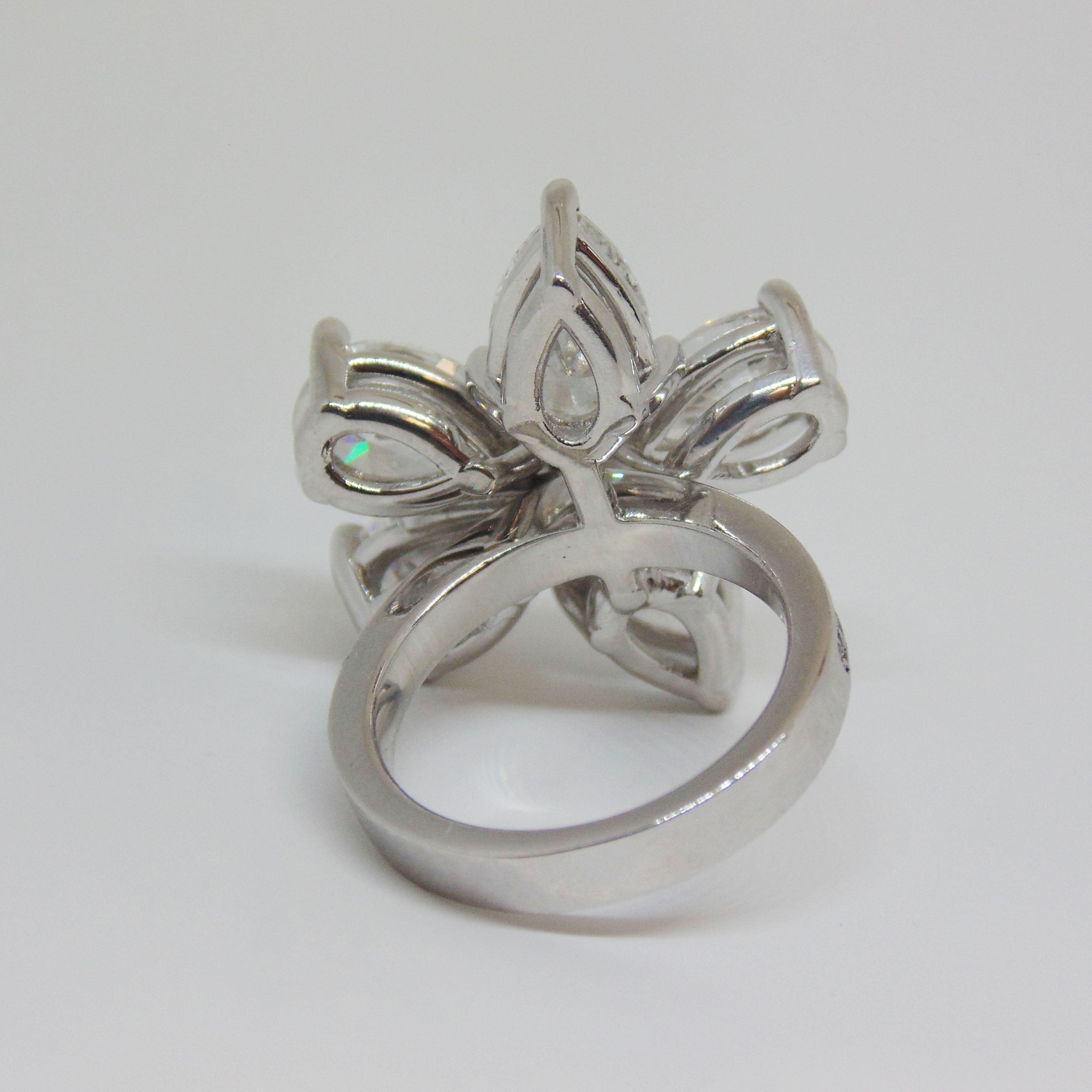 Pear Diamond Flower Ring - Thenetjeweler