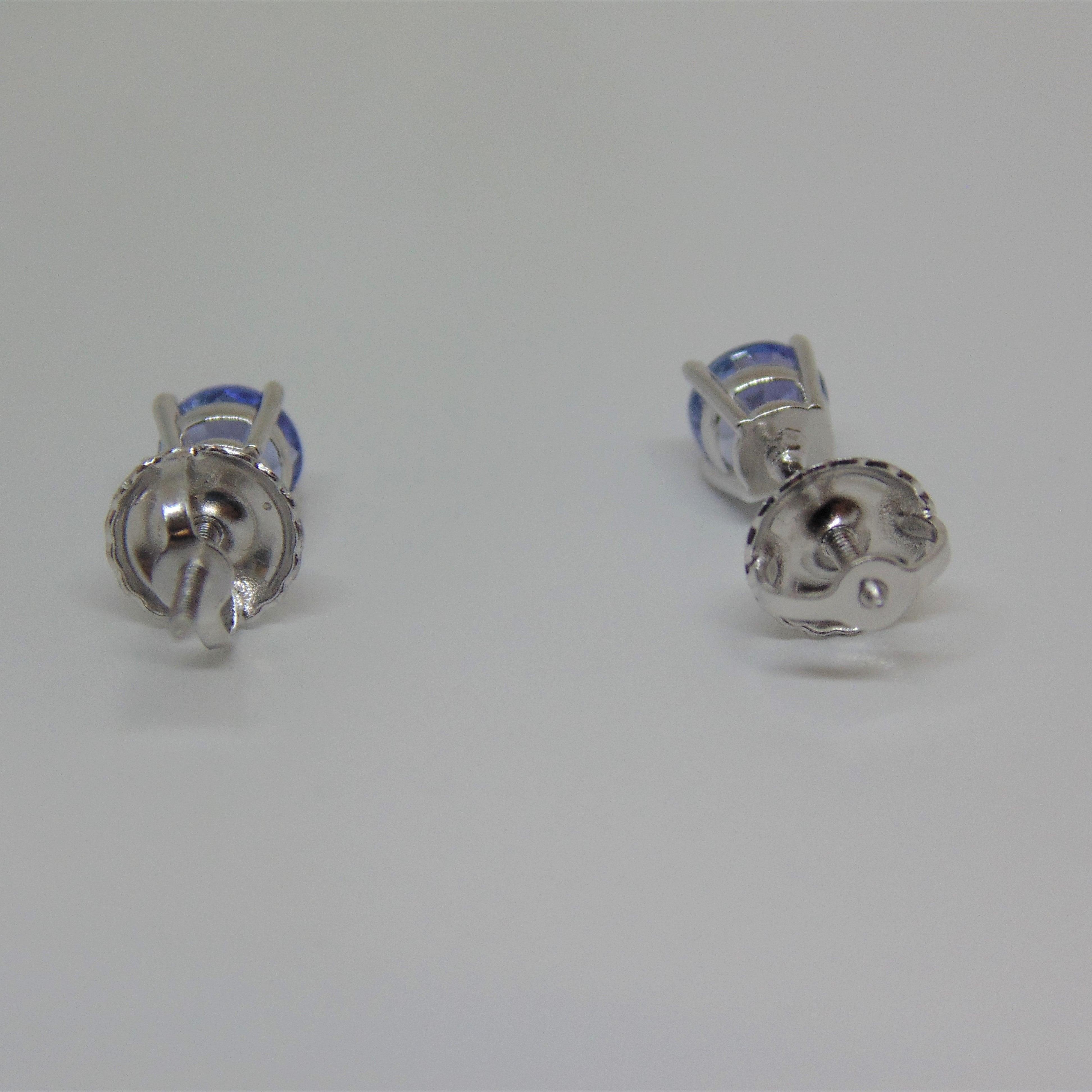 Basket-Set Round Tanzanite Studs - Thenetjeweler