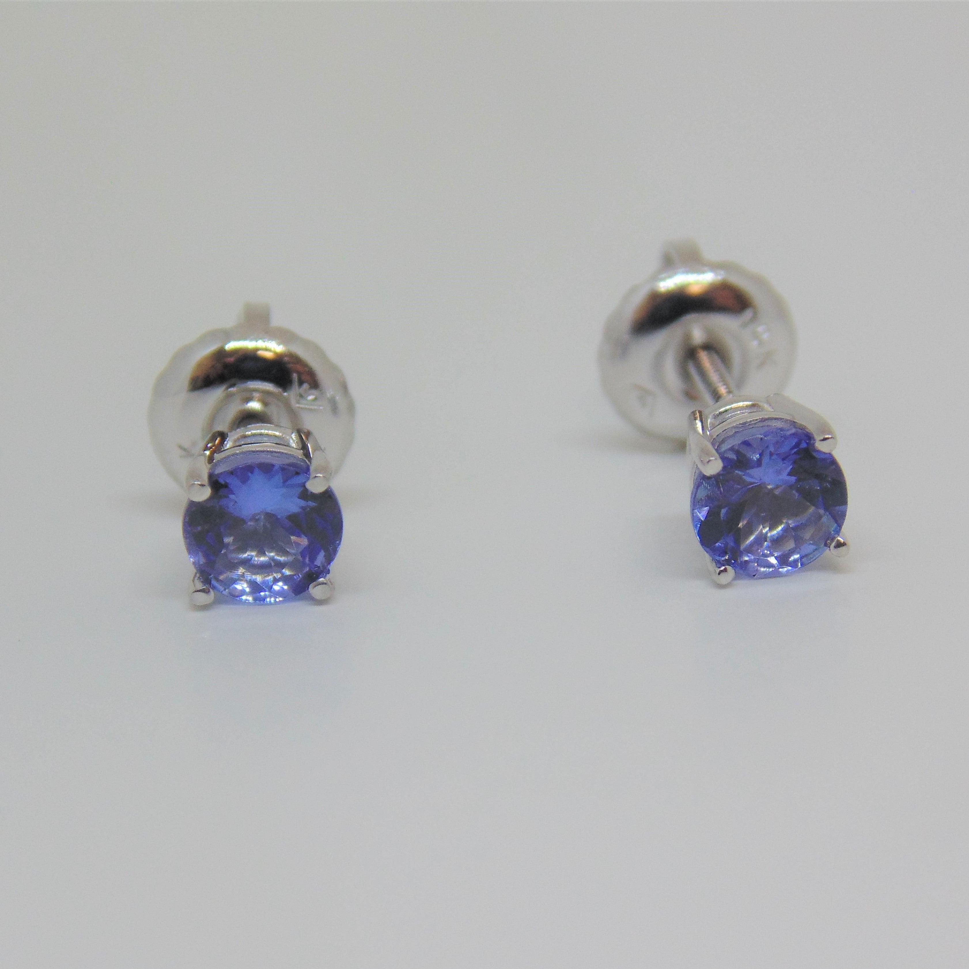 Basket-Set Round Tanzanite Studs - Thenetjeweler