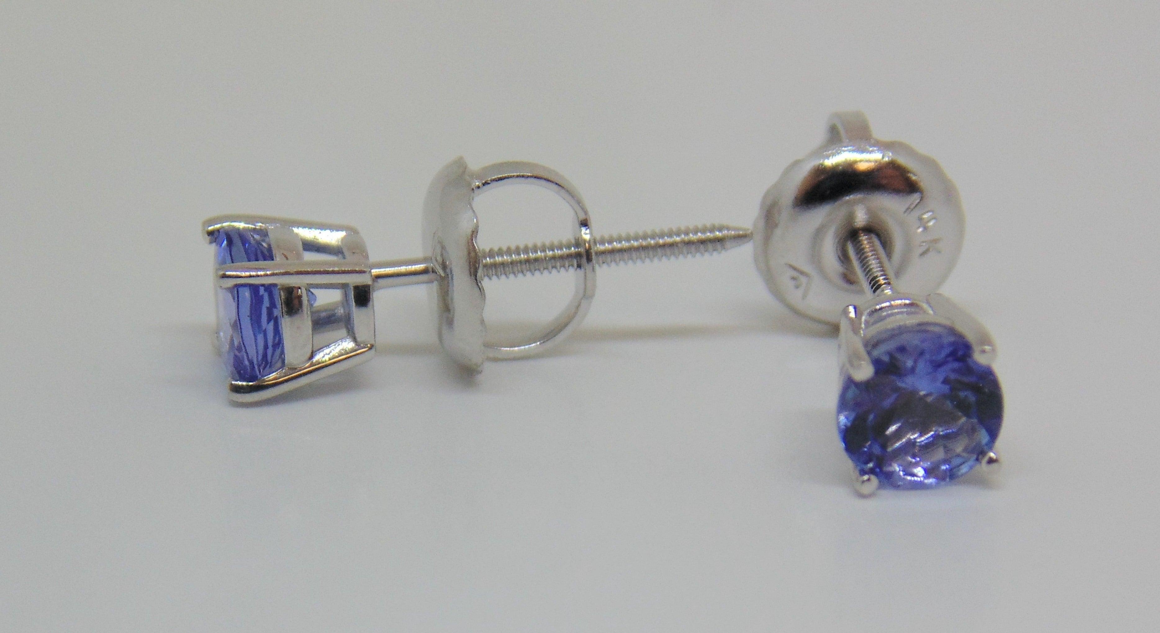 Basket-Set Round Tanzanite Studs - Thenetjeweler