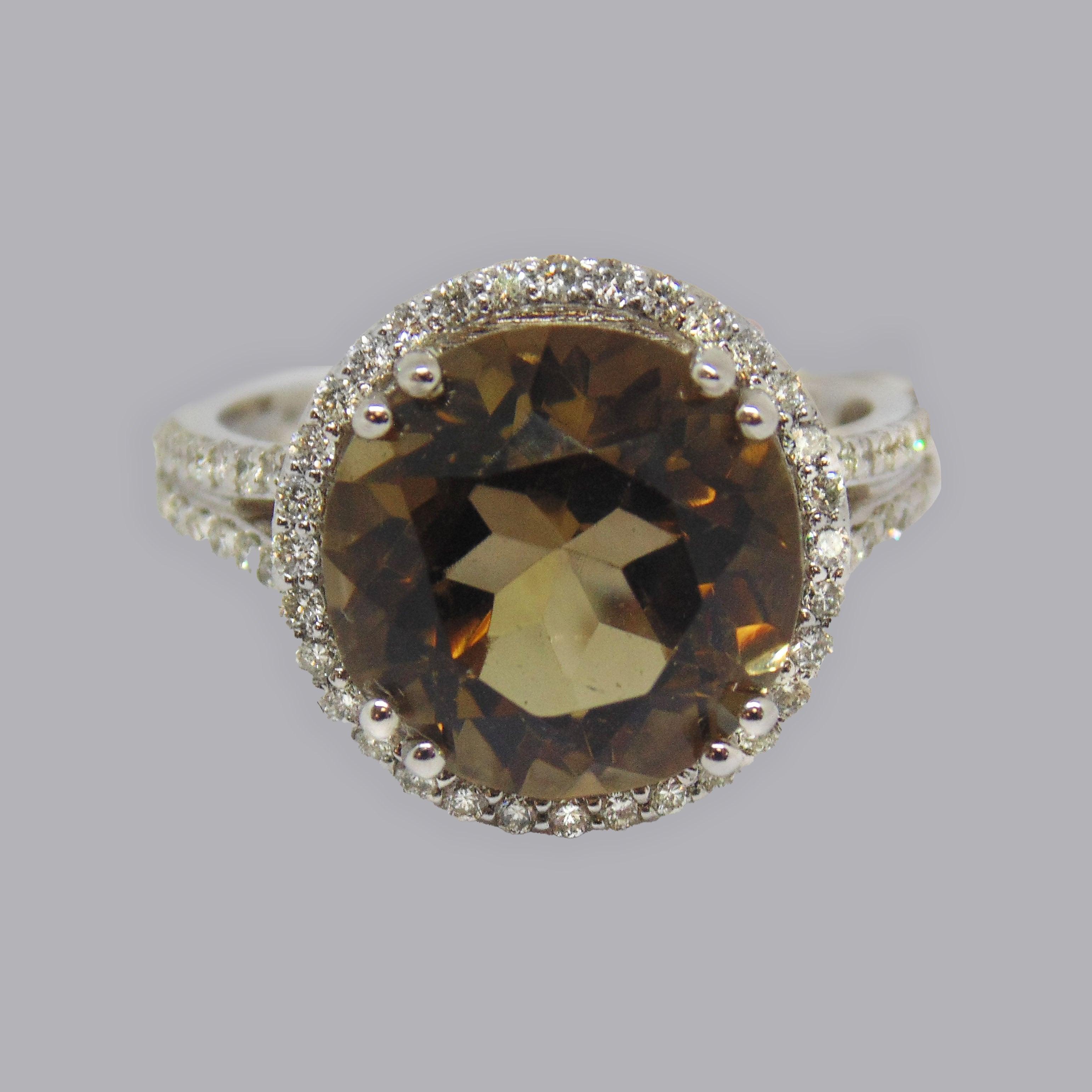 Smoky Topaz and Diamond Ring - Thenetjeweler
