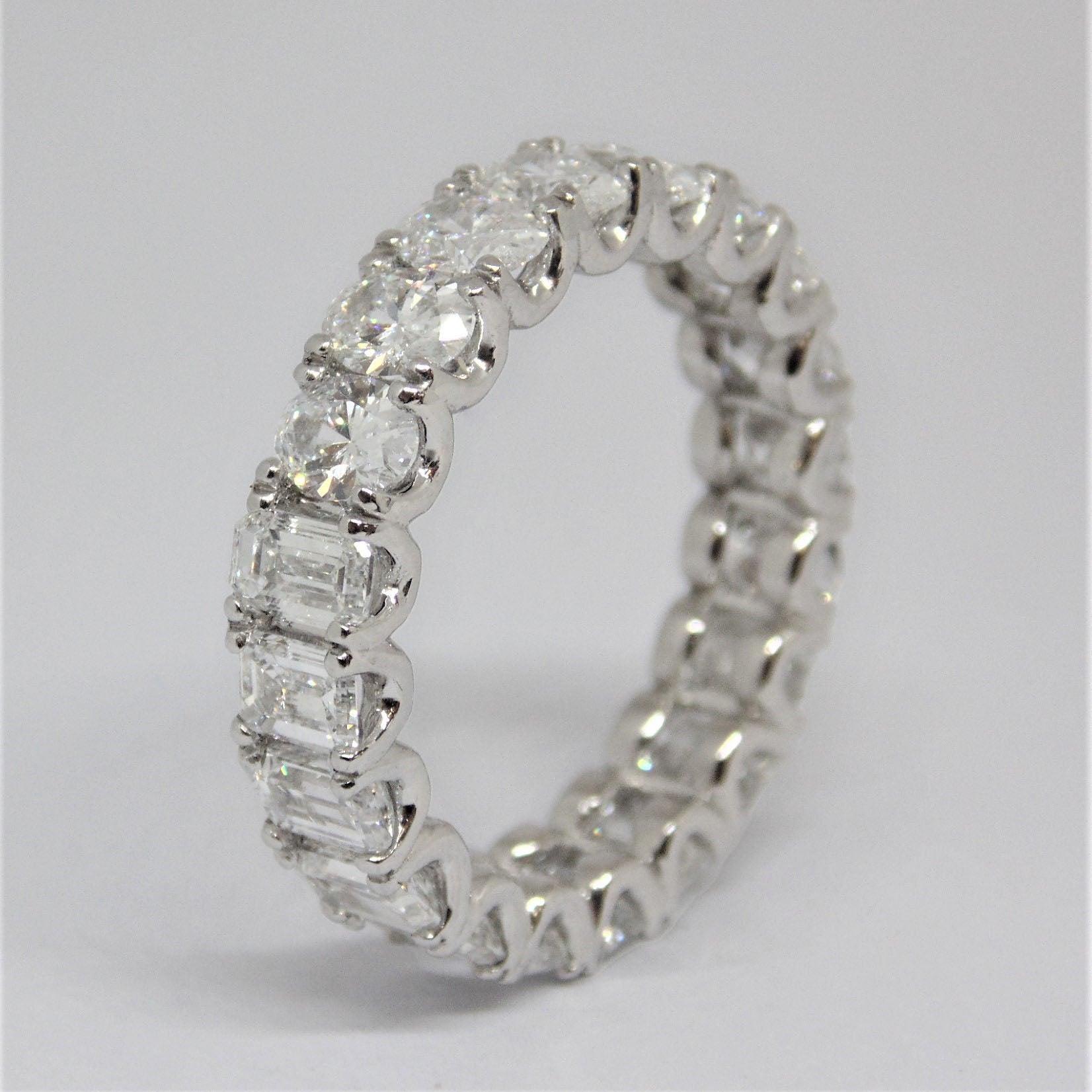 Oval and Emerald cut Diamond Eternity Band in Platinum - Thenetjeweler