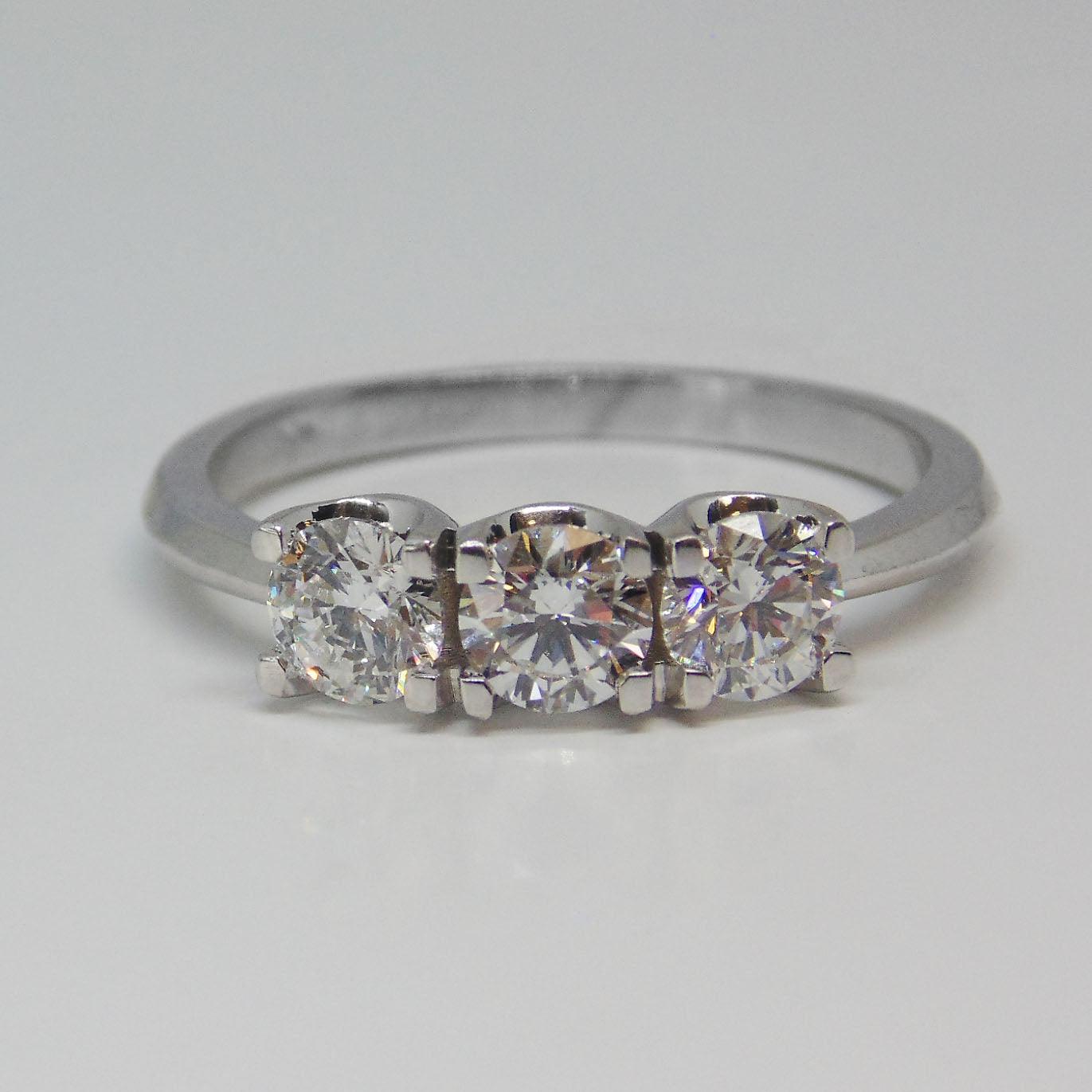 Three Stone Round Diamonds Engagement Ring - Thenetjeweler