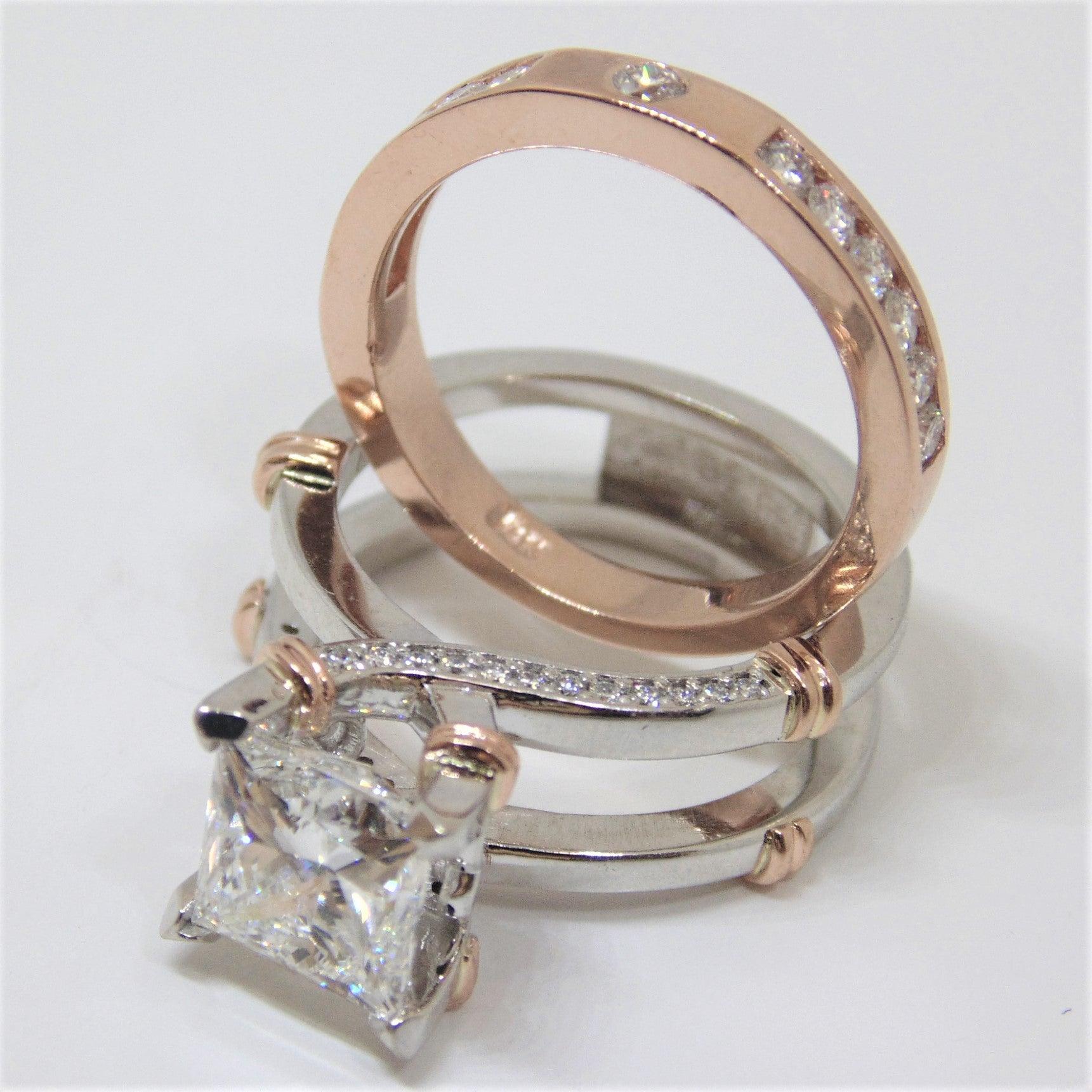 Princess cut Diamond Ring jacket Bridal Set - Thenetjeweler