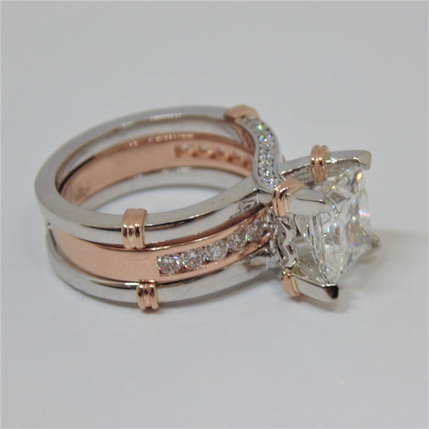 Princess cut Diamond Ring jacket Bridal Set - Thenetjeweler