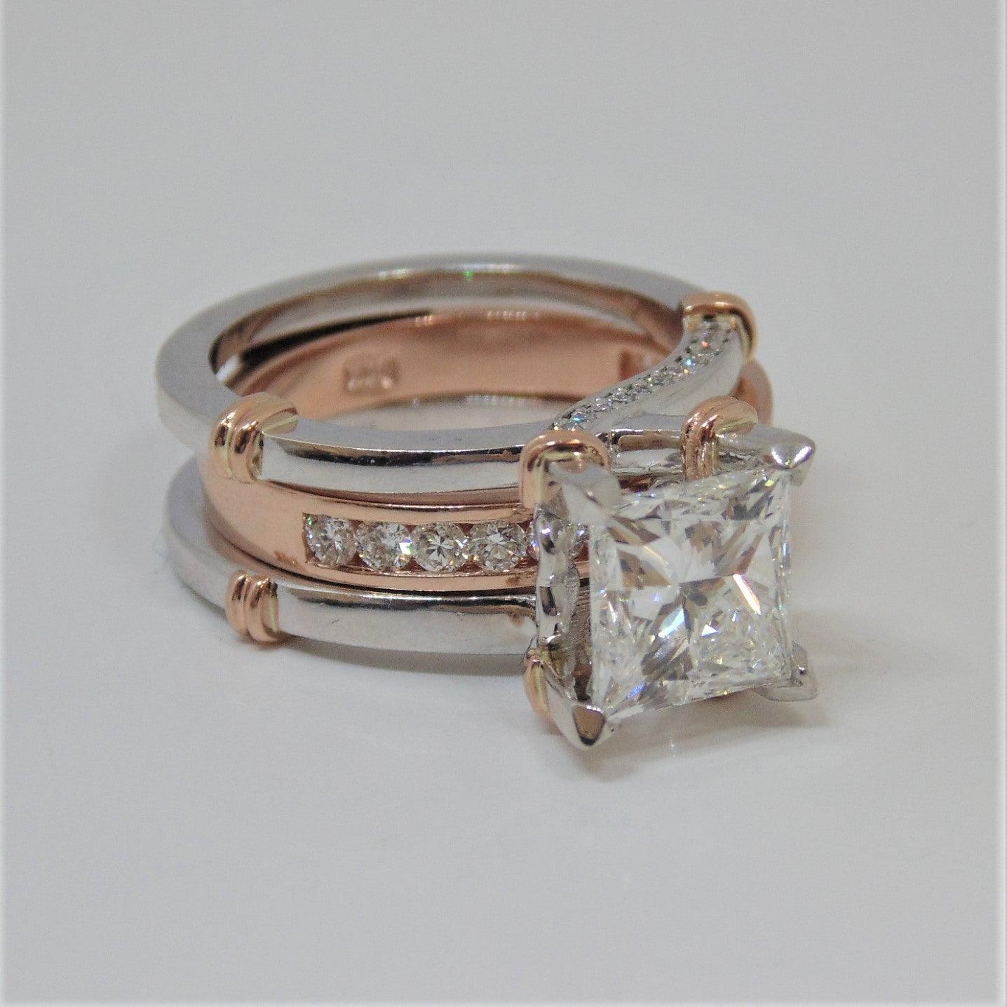 Princess cut Diamond Ring jacket Bridal Set - Thenetjeweler