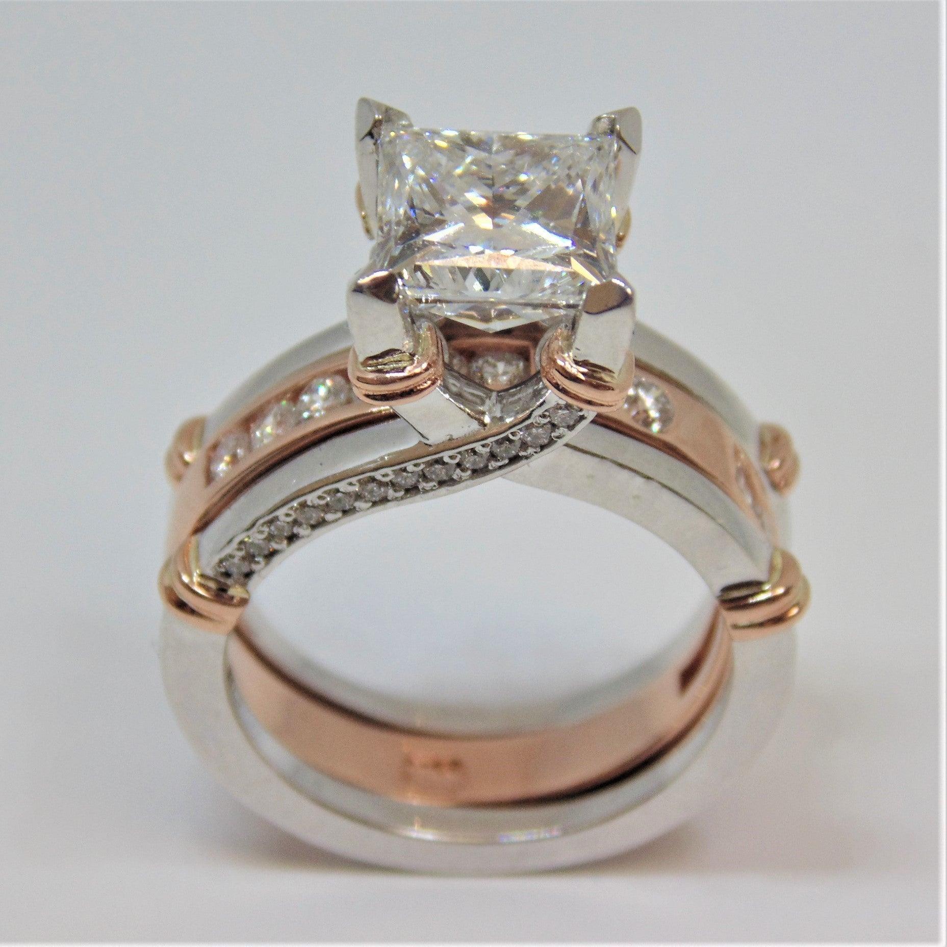 Princess cut Diamond Ring jacket Bridal Set - Thenetjeweler