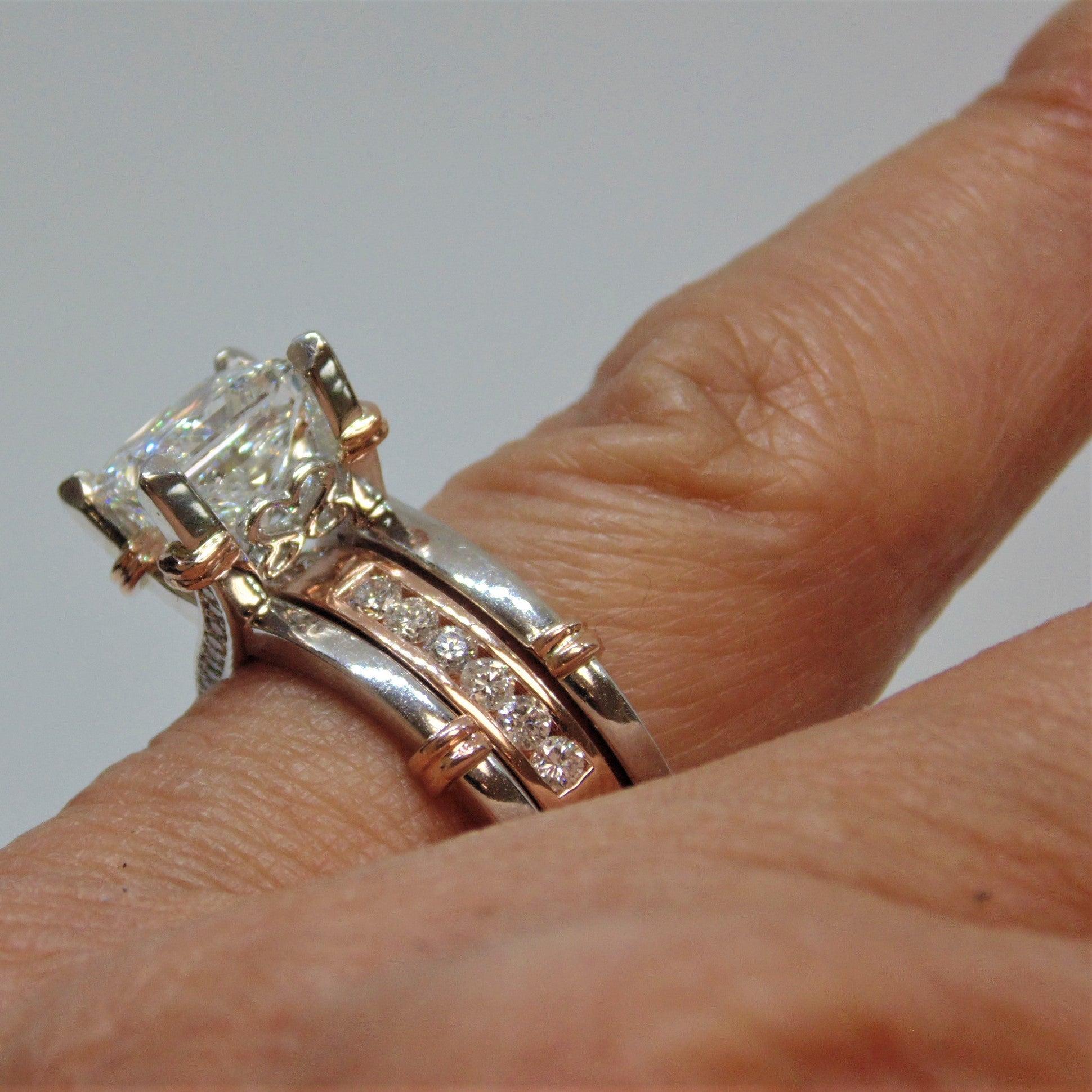 Princess cut Diamond Ring jacket Bridal Set - Thenetjeweler