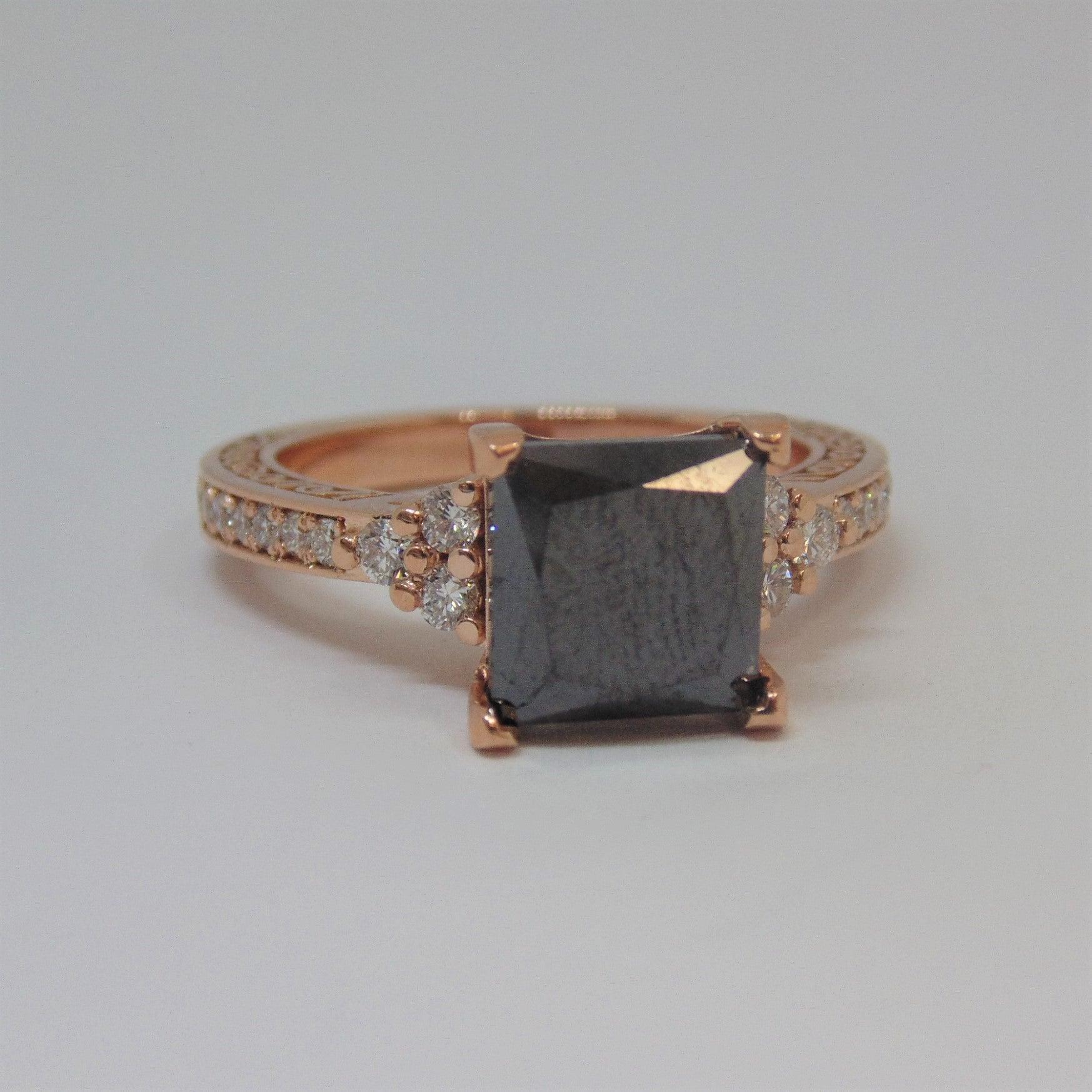 4.25 carat Black Diamond Engagement Ring - Thenetjeweler