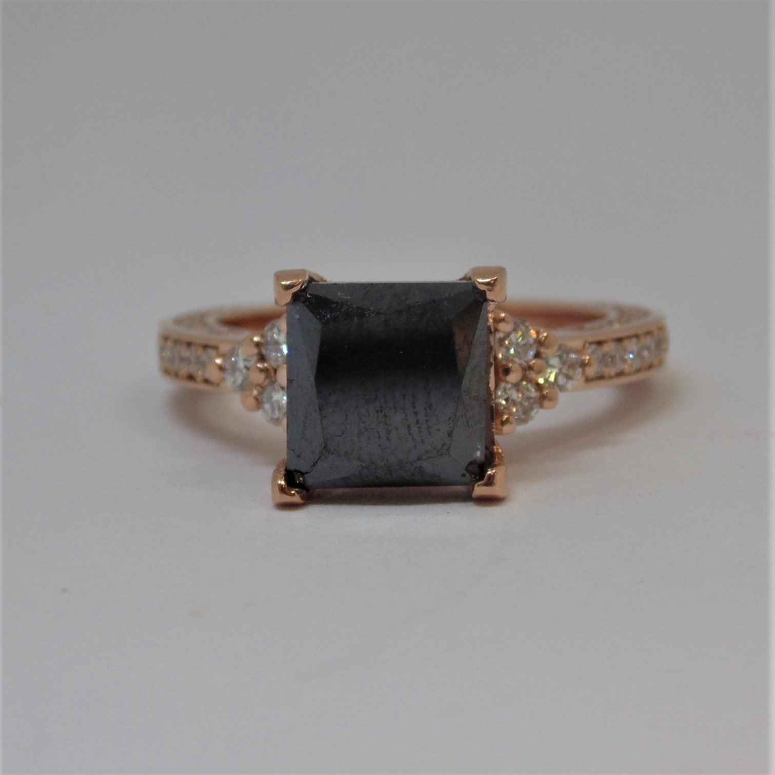 4.25 carat Black Diamond Engagement Ring - Thenetjeweler