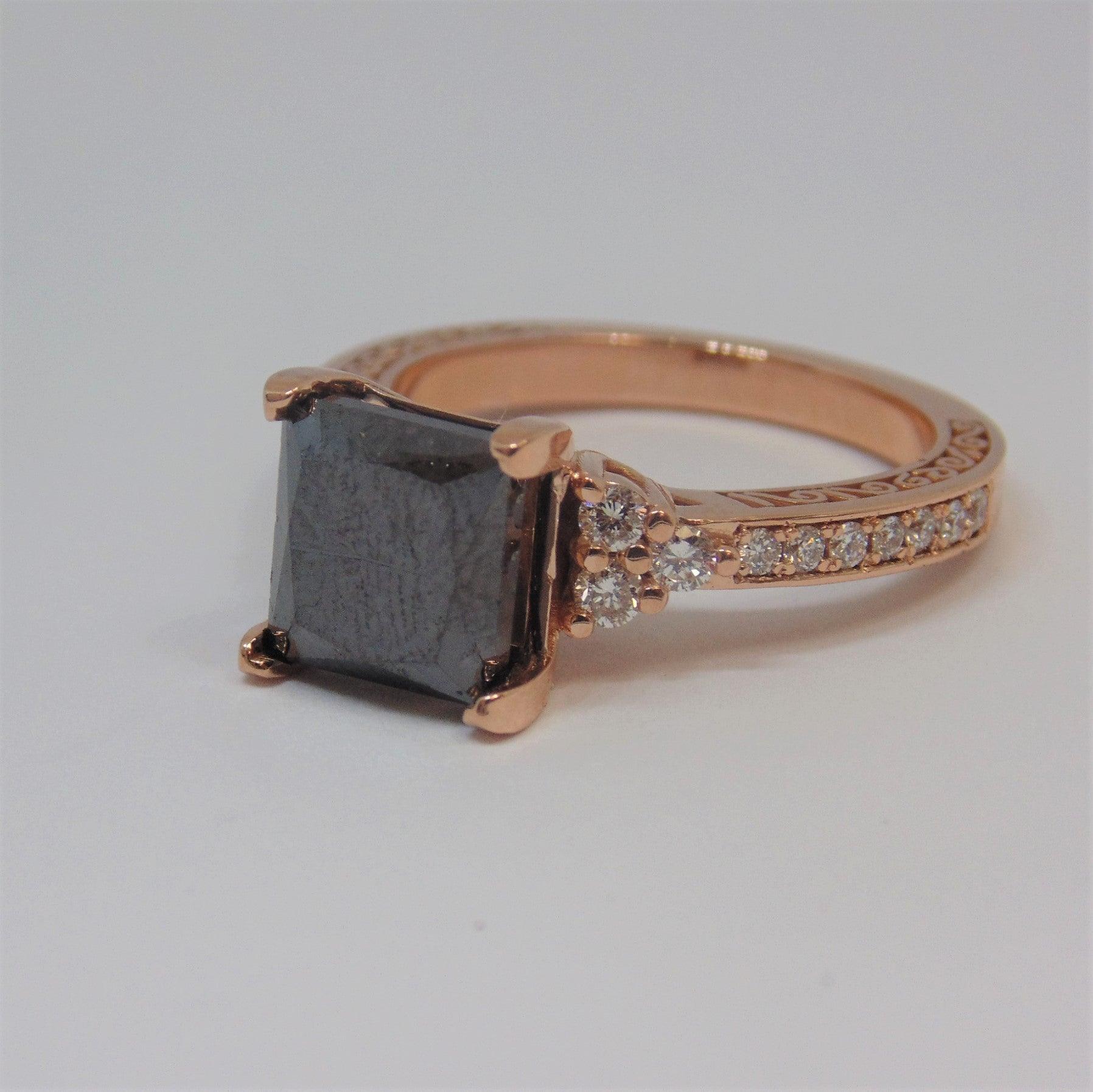 4.25 carat Black Diamond Engagement Ring - Thenetjeweler