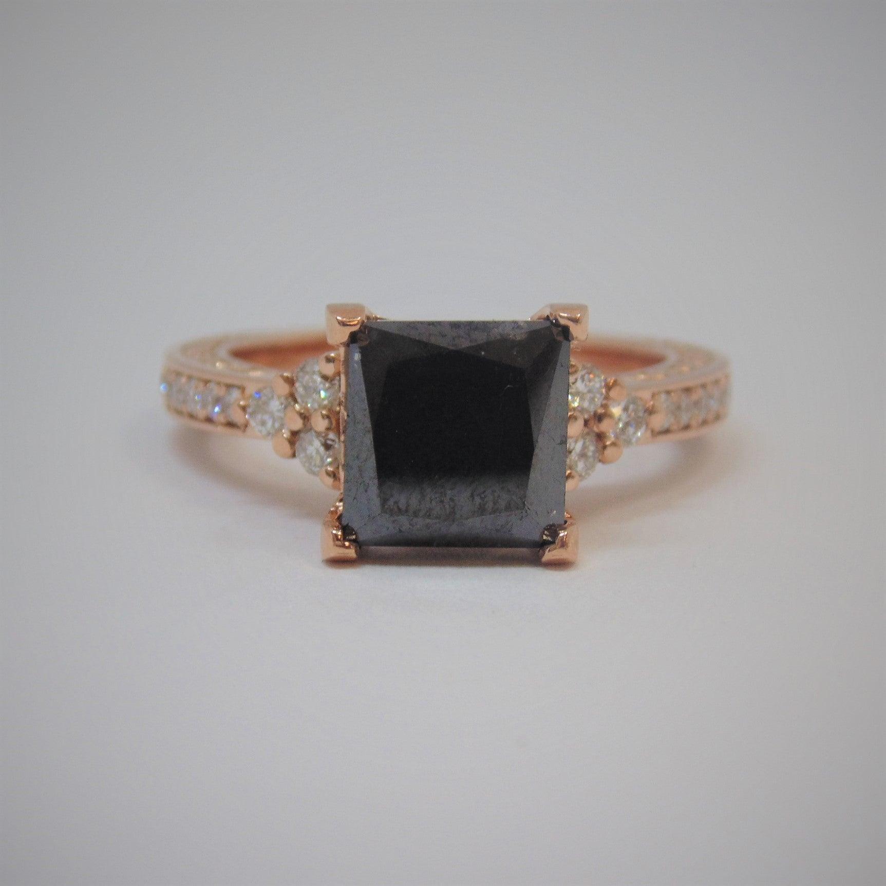 4.25 carat Black Diamond Engagement Ring - Thenetjeweler