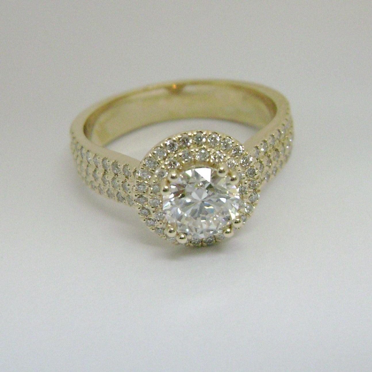 Double Halo Round Diamond Engagement Ring - Thenetjeweler