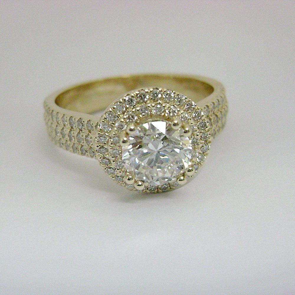Double Halo Round Diamond Engagement Ring - Thenetjeweler