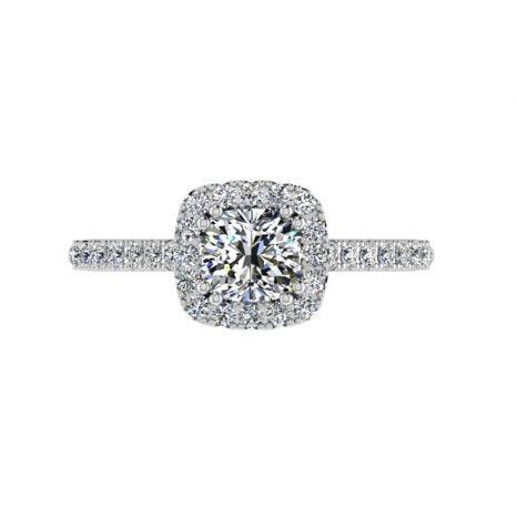 Cushion Halo Round Diamond Engagement Ring 0.36ct - Thenetjeweler