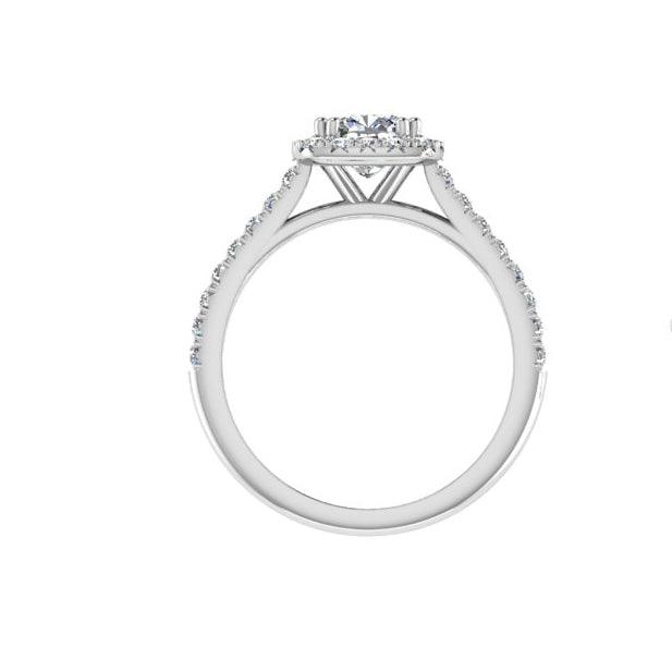 Cushion Halo Round Diamond Engagement Ring 0.36ct - Thenetjeweler