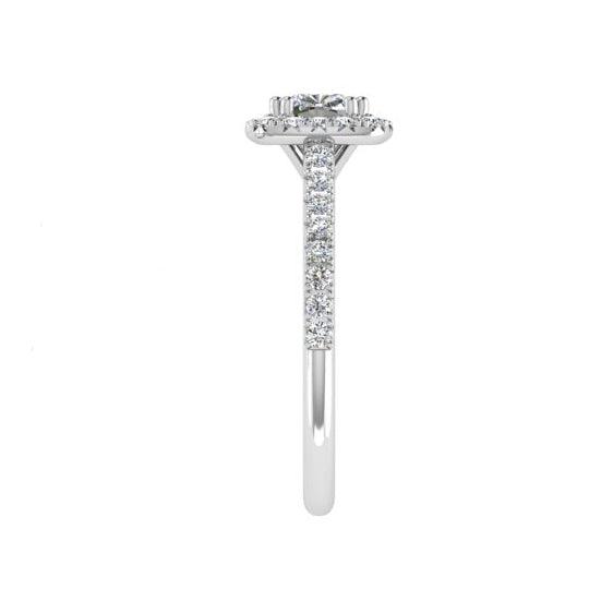 Cushion Halo Round Diamond Engagement Ring 0.36ct - Thenetjeweler