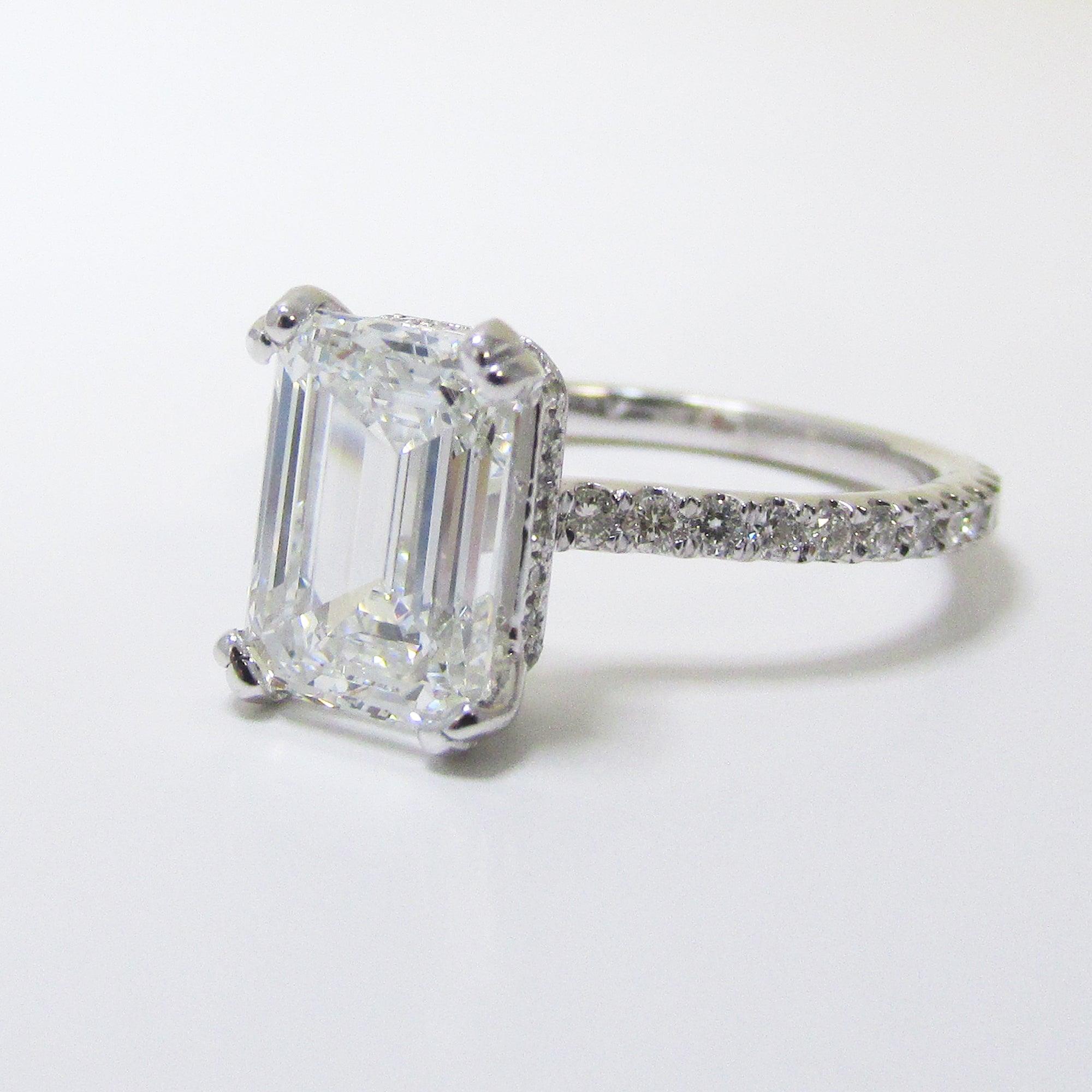 Emerald cut Diamond Cathedral Setting - Thenetjeweler