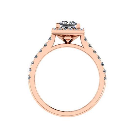 Princess Cut Diamond Square Halo Ring 18K Gold - Thenetjeweler
