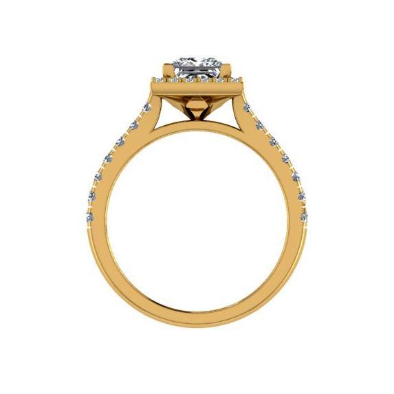 Princess Cut Diamond Square Halo Ring 18K Gold - Thenetjeweler