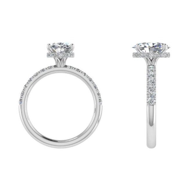 Oval cut Solitaire Hidden halo Diamond Engagement Ring - Thenetjeweler