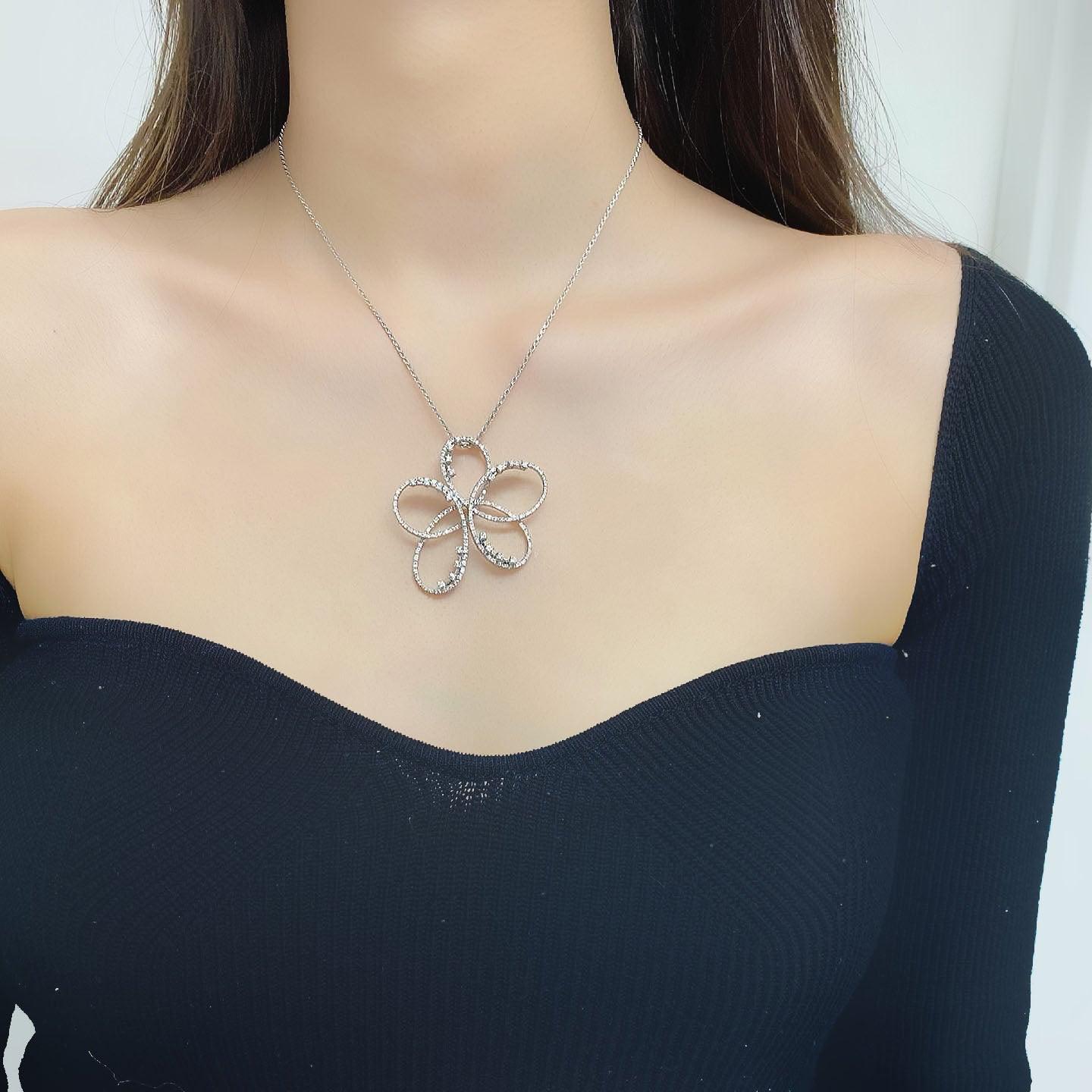 Diamond Flower Necklace 1.81 carats - Thenetjeweler