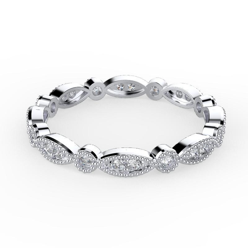 Milgrain Marquise and Dot Diamond Eternity Ring Band 18K White Gold - Thenetjeweler