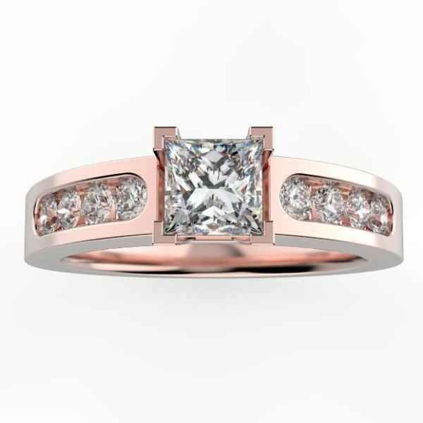 Princess Cut Diamond Engagement Ring with Side Stones