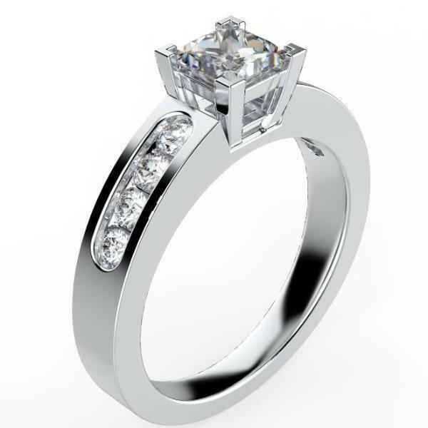 Princess Cut Diamond Engagement Ring with Side Stones