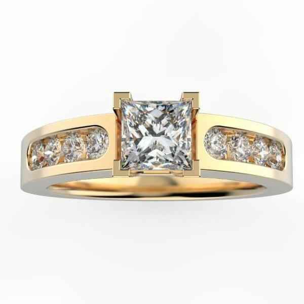 Princess Cut Diamond Engagement Ring with Side Stones